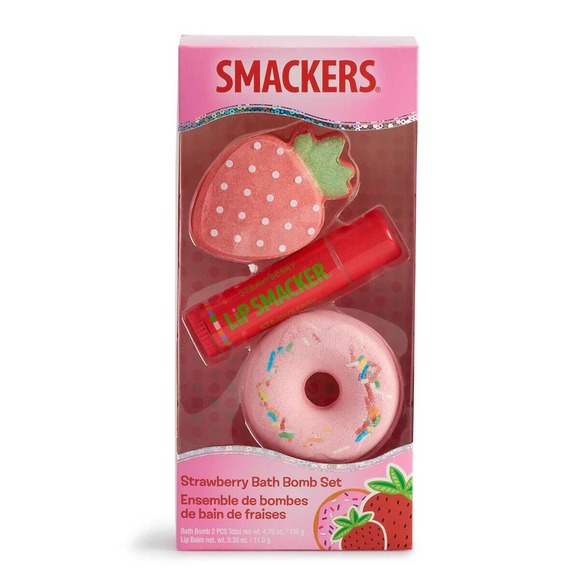 Girls 4-16 Lipsmackers Strawberry Bath Bomb & Lip Balm Set - Picture 1 of 3
